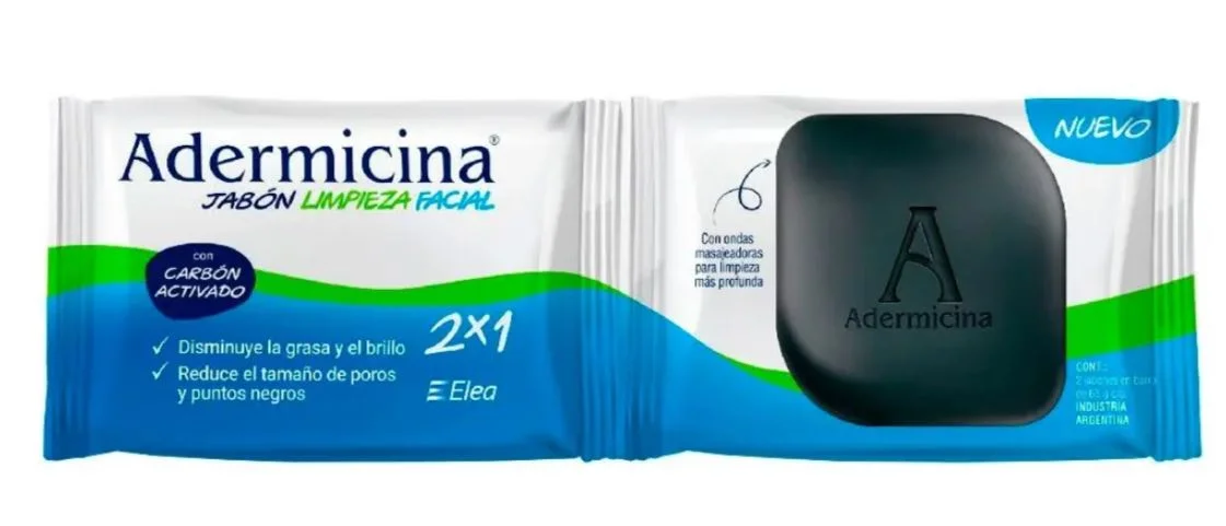 ADERMICINA JAB.FACIAL CARBON ACTIVADO 2 X 65 G.